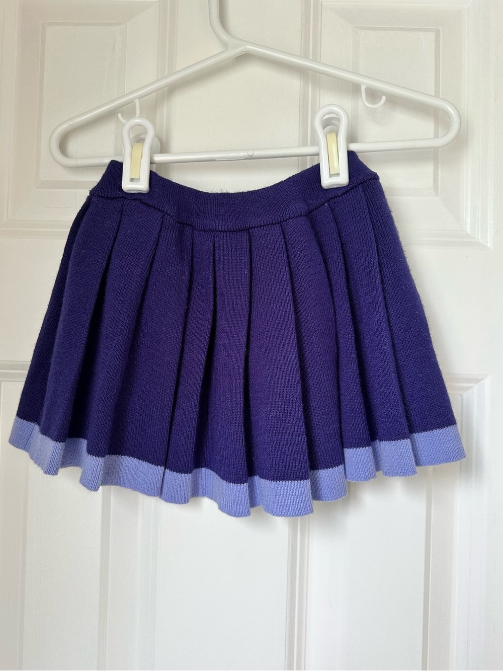 Pleated Knit Mini Skirt in Deep Purple with Lavender Trim Size 12 Months
